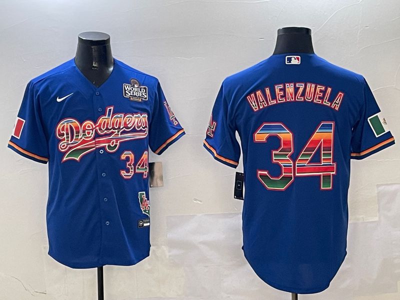 Men Los Angeles Dodgers 34 Valenzuela Blue Fashion Game 2025 Nike MLB Jersey style 3124